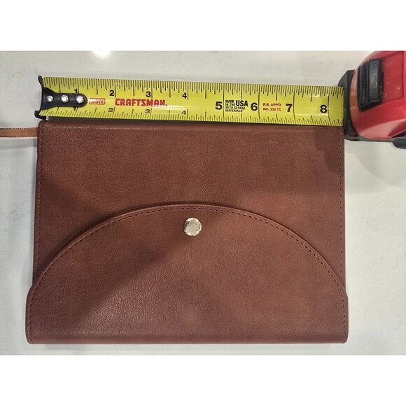 Brown Faux Leather Notebook With Snap Closure & Ribbon Bookmark 6x8 Inches - Picture 2 of 5